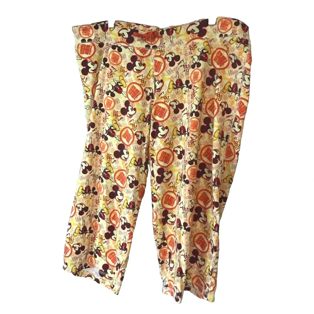 Disney Pajama Pants Women's Large Asian Mickey Mouse Capri Lounge Pjs WWOD Fun